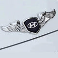 METAL WINGS Hyundai 3D Logo Sticker - 14cm x 5cm - HYD_WINGS_BLK_BB