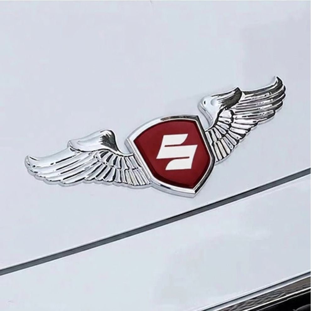 METAL WINGS Suzuki 3D Sticker - 14cm x 5cm - STICKER_SZK_WINGS_RED_BB