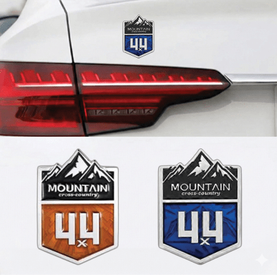 Mountain Cross Country 3D Metal Sticker - 4.3cm x 7cm - STICKER_MOUNTAIN_BRNZ