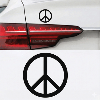 Peace Symbol 3D Metal Sticker 6.3cm x 6.3cm - STICKER_PEACE_BLK