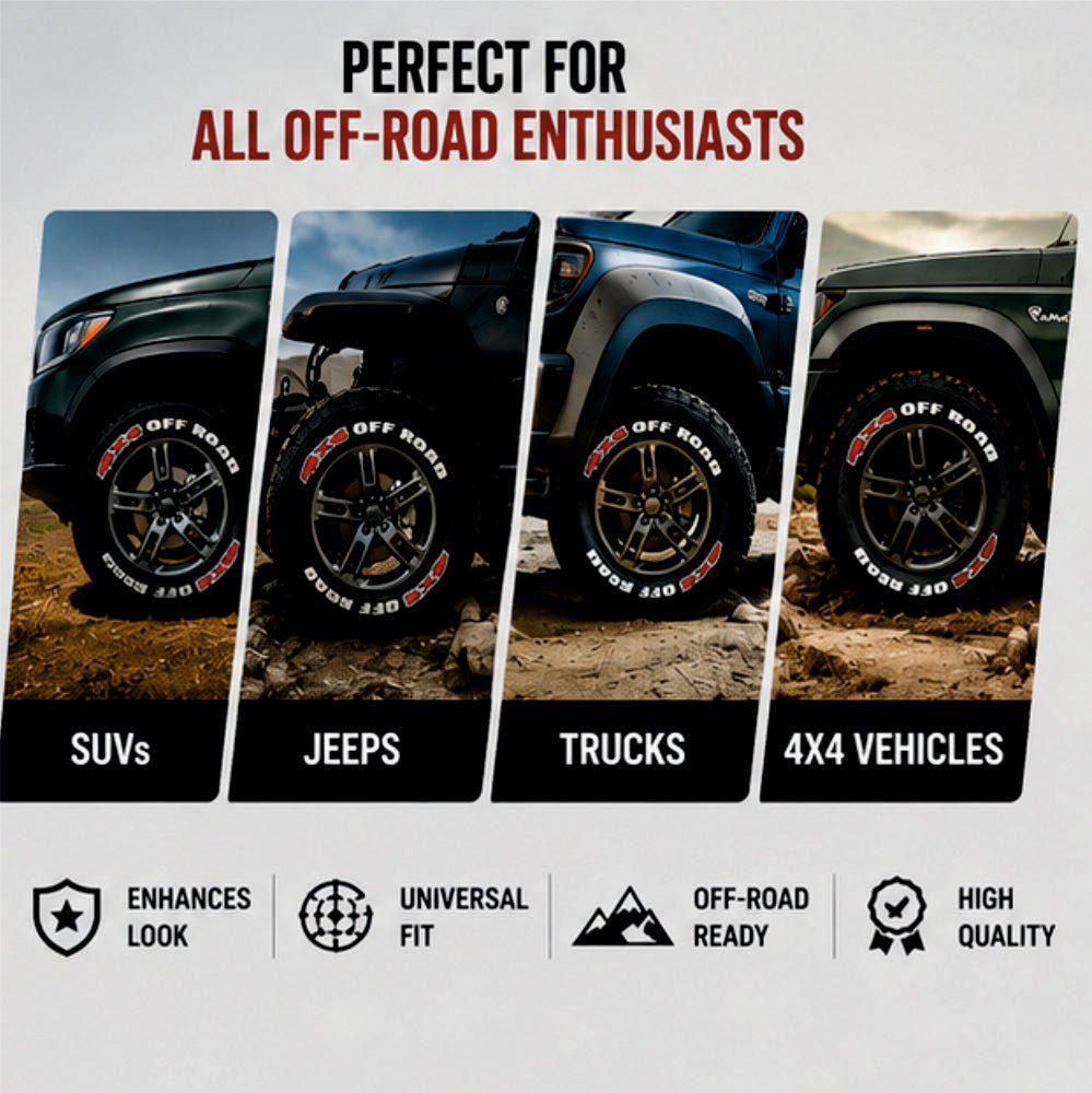 Permanent Tyre Sticker For All Cars & SUV - 4x4 OFF ROAD - TYRE_STK_4X4OFFRD