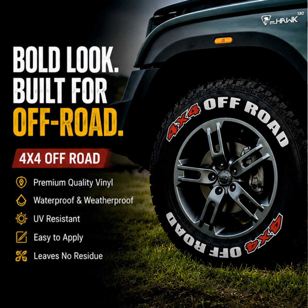 Permanent Tyre Sticker For All Cars & SUV - 4x4 OFF ROAD - TYRE_STK_4X4OFFRD