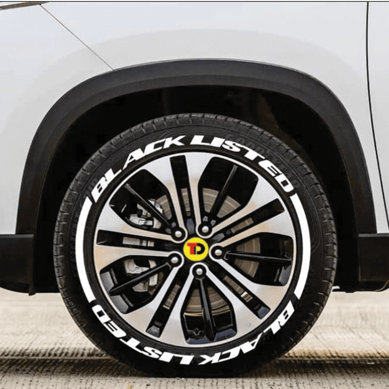 Permanent Tyre Sticker For All Cars & SUV - Black Listed - STICKER_BLK_LISTED_WT