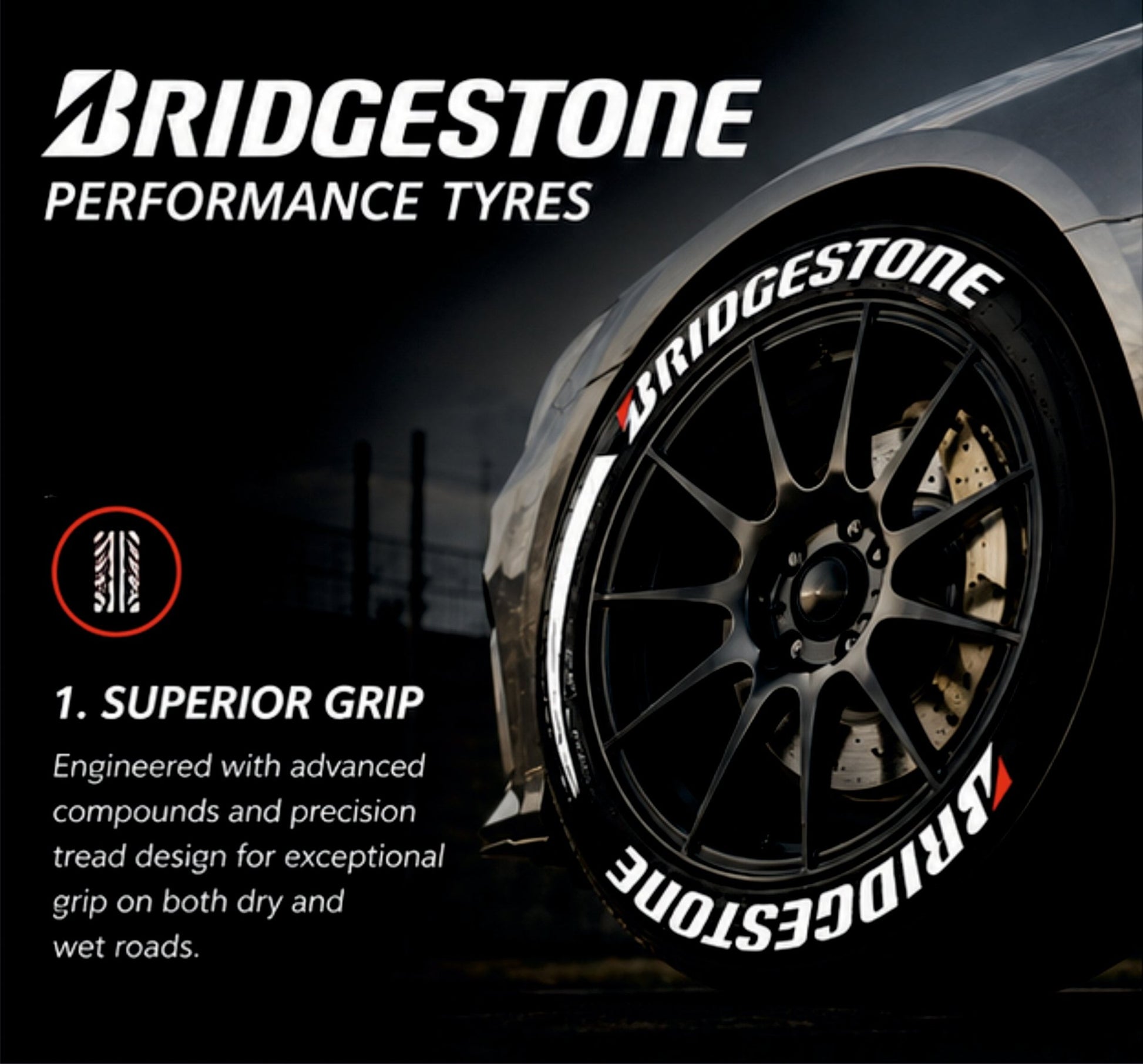 Permanent Tyre Sticker For All Cars & SUV - Bridgestone - TYRE_STK_BRIDGSTONE