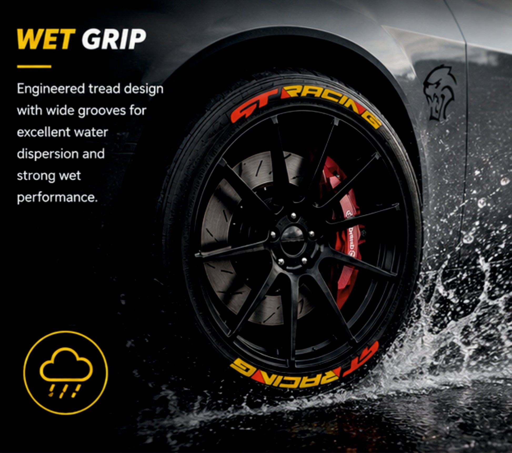 Permanent Tyre Sticker For All Cars & SUV - GT Racing - TYRE_STK_GTRACING