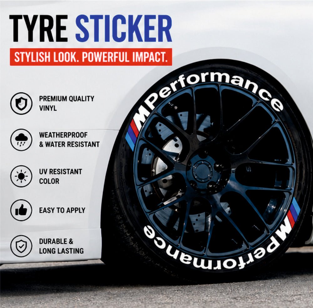 Permanent Tyre Sticker For All Cars & SUV - M Performance -TYRE_STK_MPERFORM