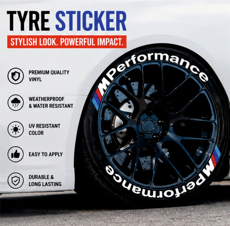 Permanent Tyre Sticker For All Cars & SUV - M Performance -TYRE_STK_MPERFORM