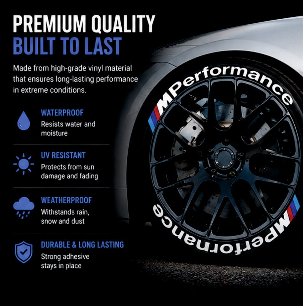 Permanent Tyre Sticker For All Cars & SUV - M Performance -TYRE_STK_MPERFORM