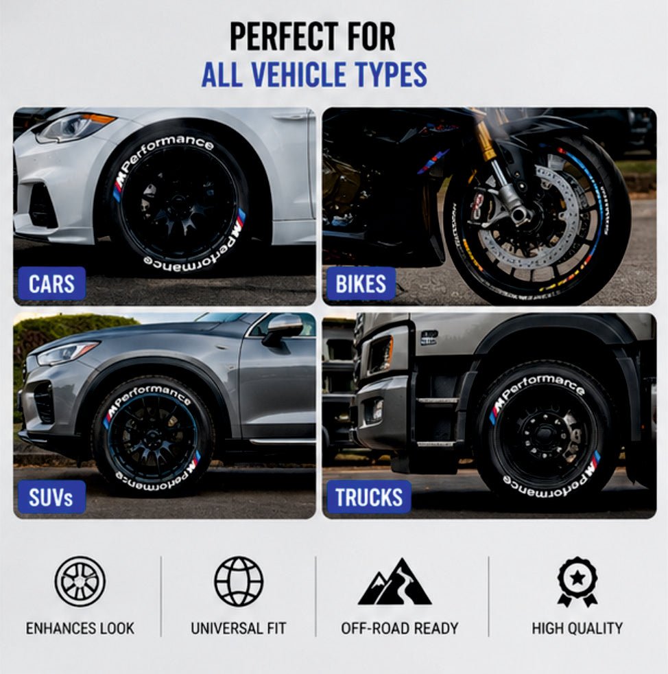 Permanent Tyre Sticker For All Cars & SUV - M Performance -TYRE_STK_MPERFORM
