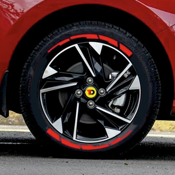 Permanent Tyre Sticker For All Cars & SUV - Red Strip - TYRE_STK_REDSTRIP