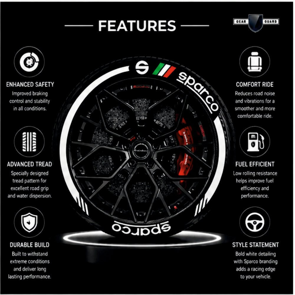 Permanent Tyre Sticker For All Cars & SUV - Sparco - TYRE_STKR_SPD_SPARCO