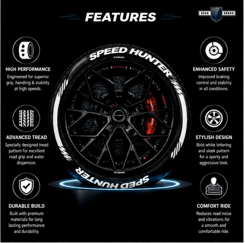 Permanent Tyre Sticker For All Cars & SUV - Speed Hunter - TYRE_STKR_SPD_HUNTER