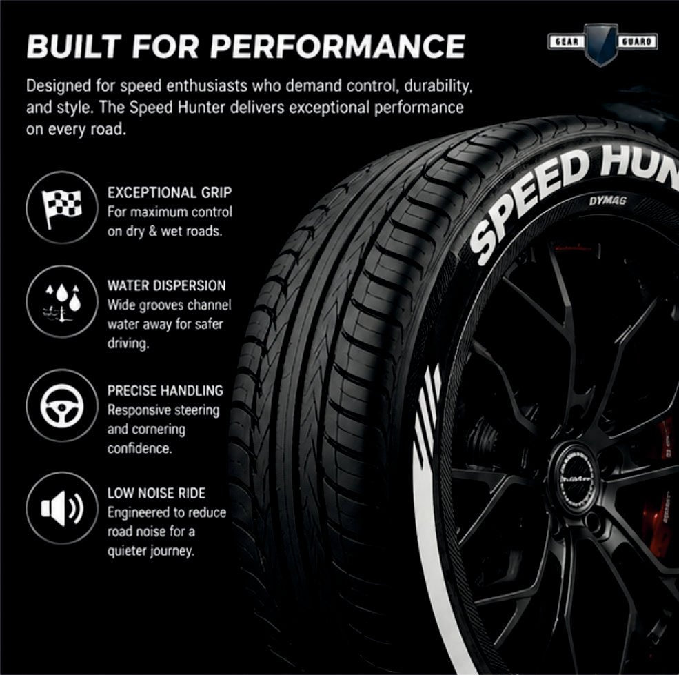 Permanent Tyre Sticker For All Cars & SUV - Speed Hunter - TYRE_STKR_SPD_HUNTER
