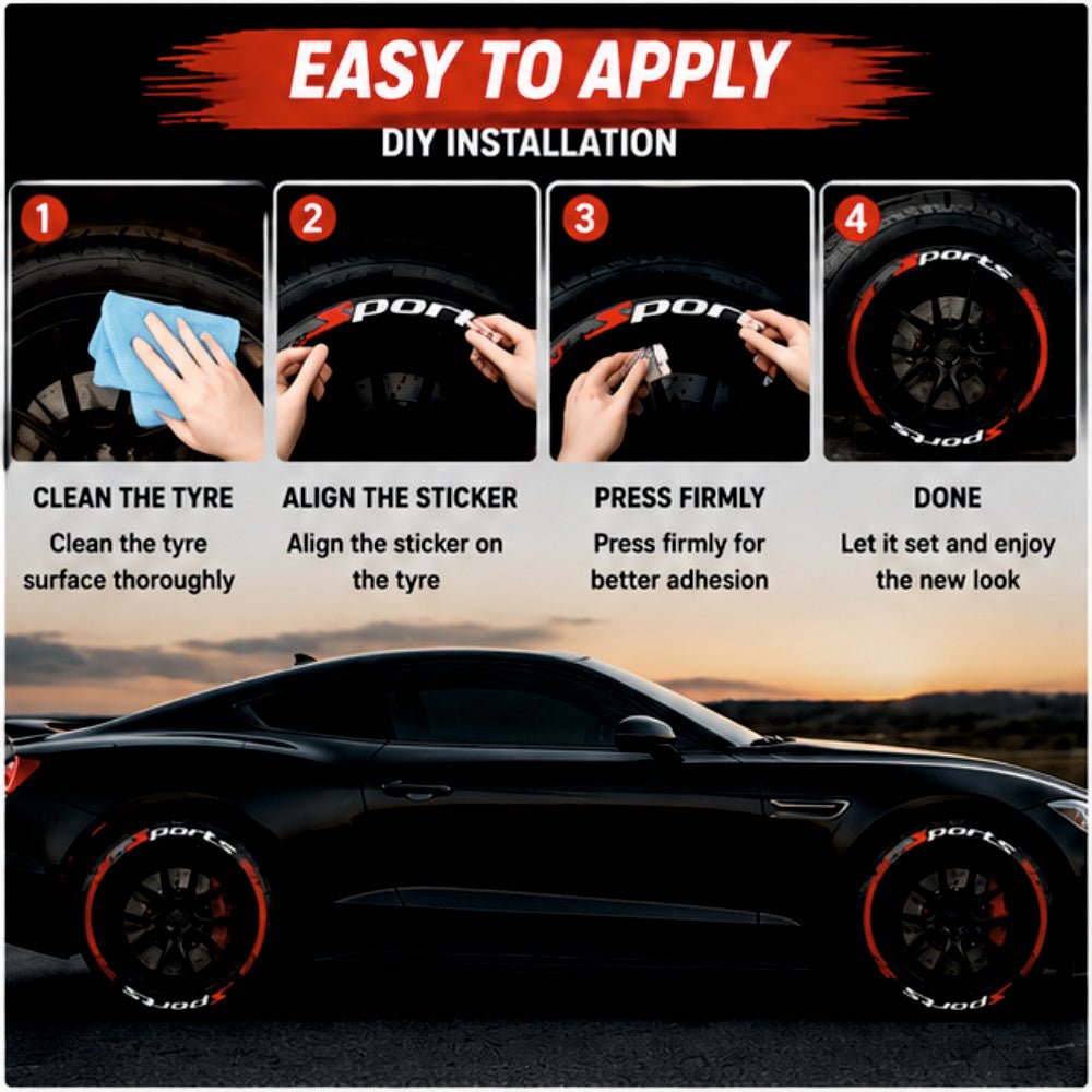 Permanent Tyre Sticker For All Cars & SUV - Sports - TYRE_STKR_SPORTS