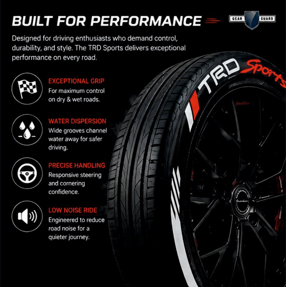 Permanent Tyre Sticker For All Cars & SUV - TRD Sports - TYRE_STKR_SPD_TRDS