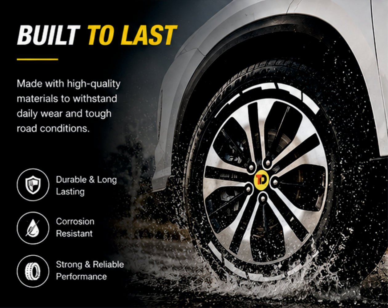 Permanent Tyre Sticker For All Cars & SUV - White Strip | Complete Set for All 4 Tyres -TYRE_STK_WHITE_STRP