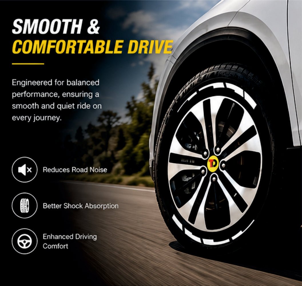 Permanent Tyre Sticker For All Cars & SUV - White Strip | Complete Set for All 4 Tyres -TYRE_STK_WHITE_STRP