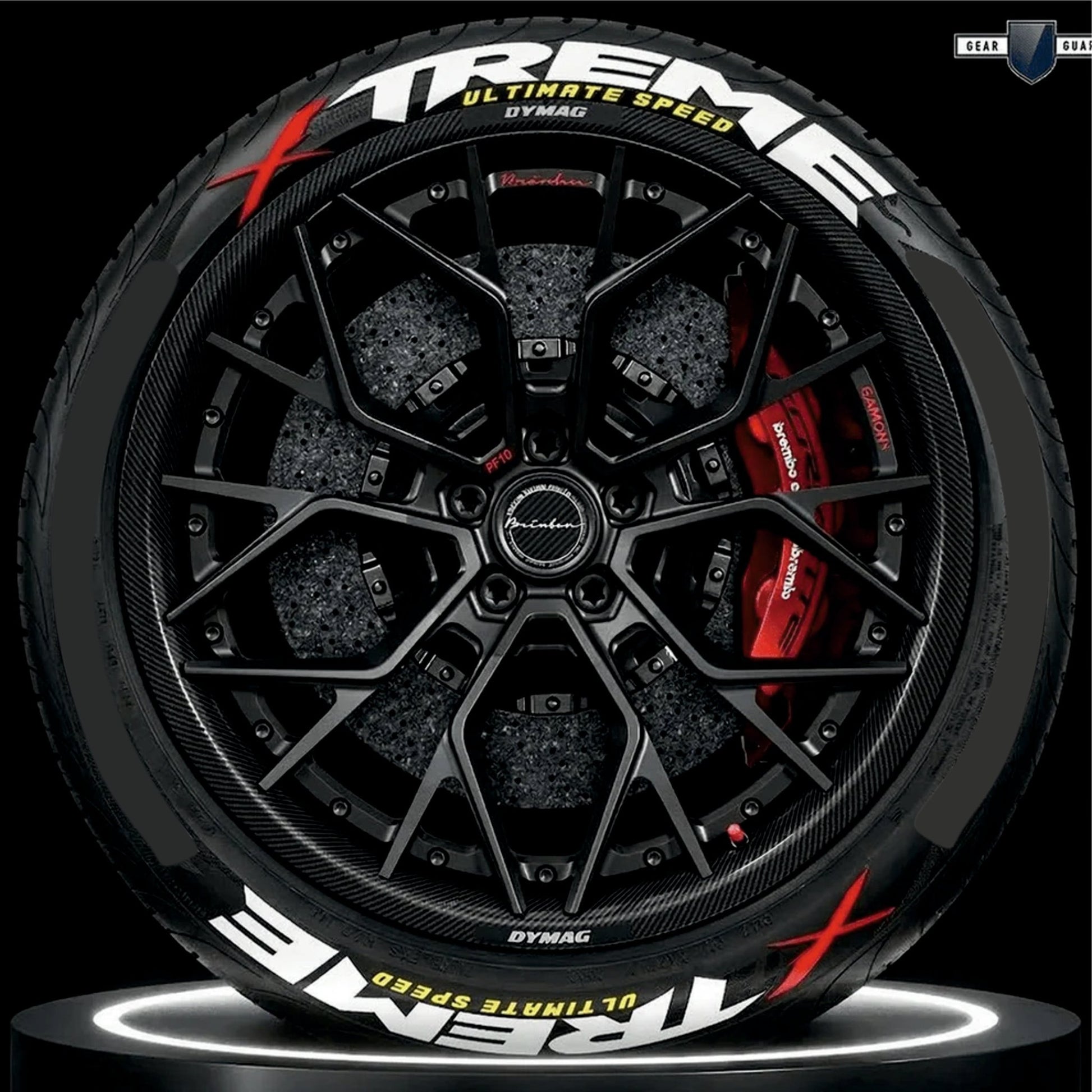 Permanent Tyre Sticker For All Cars & SUV - Xtreme with Strip - TYRE_STKR_XTREME