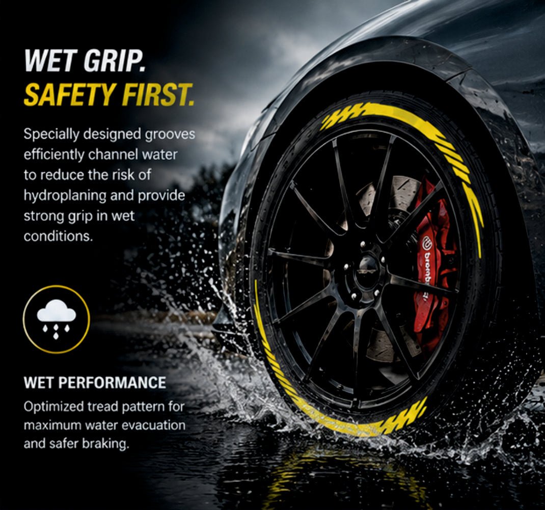 Permanent Tyre Sticker For All Cars & SUV - Yellow Strip - TYRE_SKR_YELLSTRIP