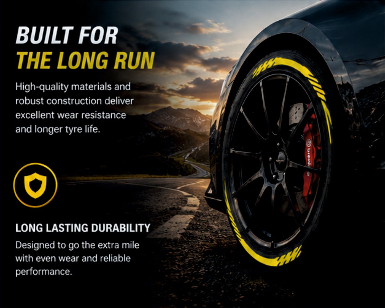 Permanent Tyre Sticker For All Cars & SUV - Yellow Strip - TYRE_SKR_YELLSTRIP