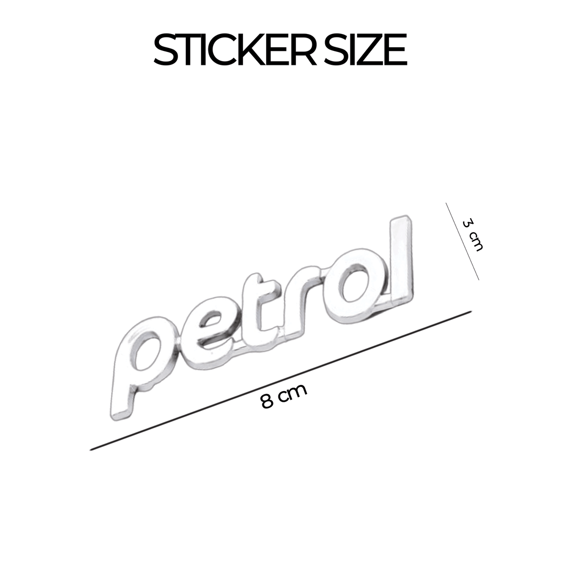 Petrol 3D Logo Car Badge Emblem | 8cm x 3cm | All Vehicle Exterior Decorative Logo, Self - Adhesive - STICKER_PETROL_D2