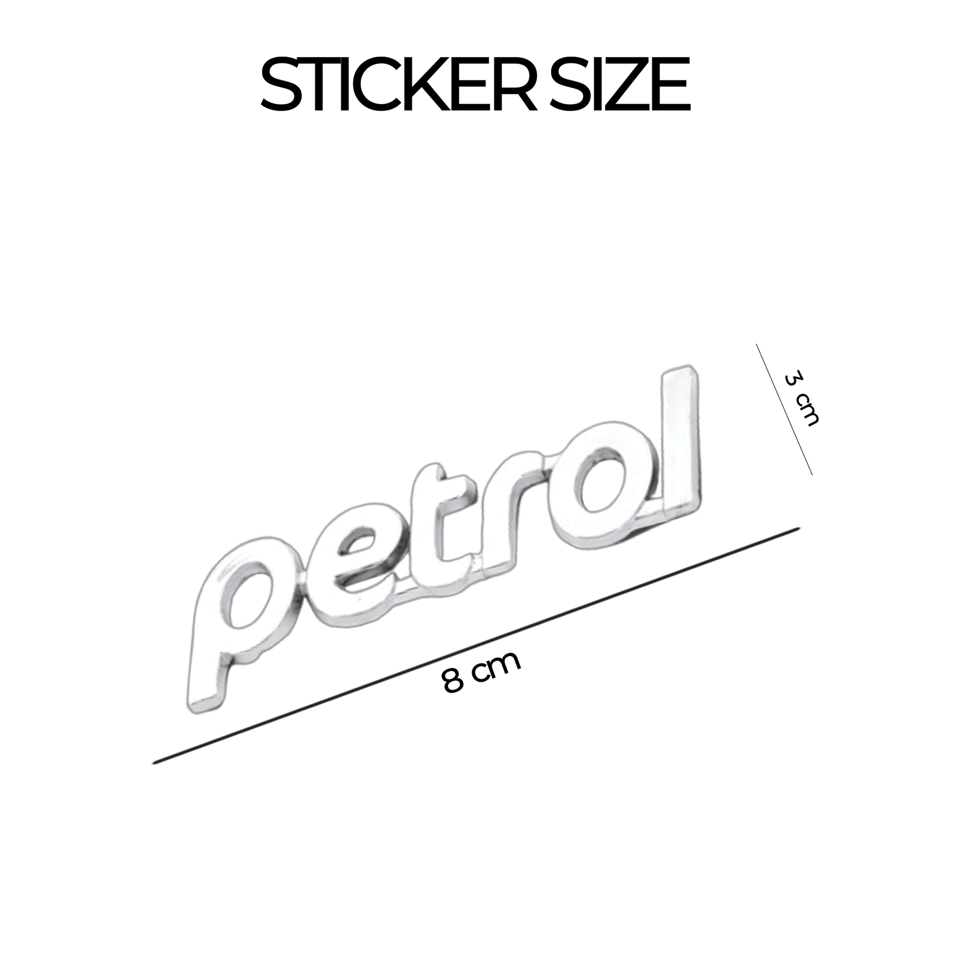 Petrol 3D Logo Car Badge Emblem | 8cm x 3cm | All Vehicle Exterior Decorative Logo, Self - Adhesive - STICKER_PETROL_D2