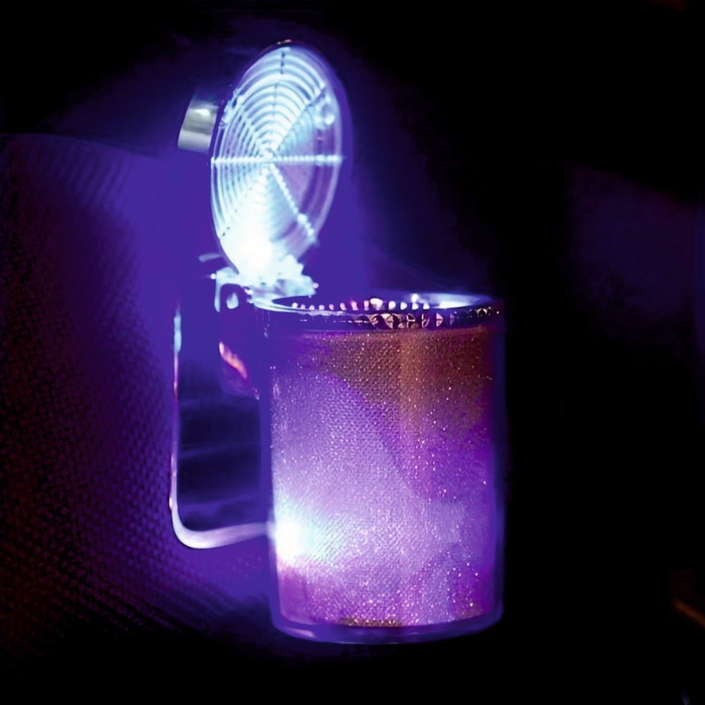 Portable Colorful LED Car Ashtray – Smokeless & Compact Design -ASHTRY_COLORFULL