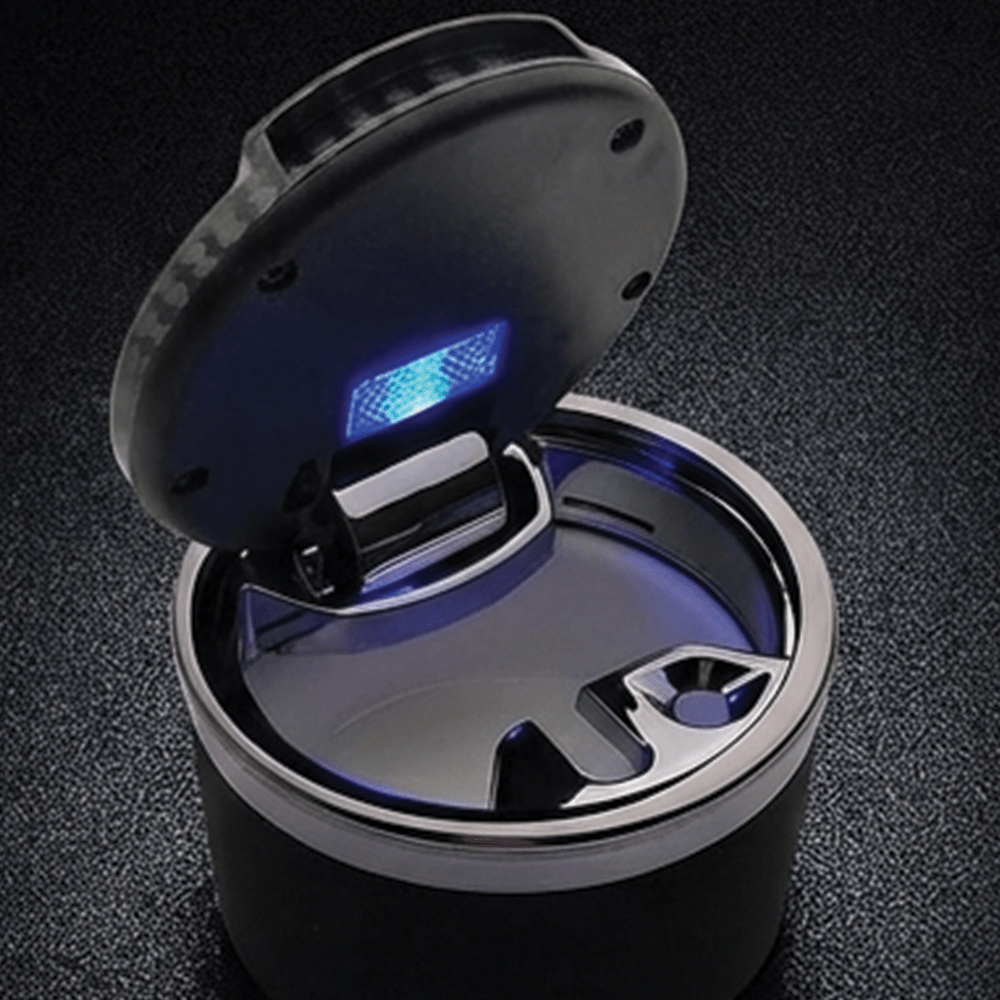 Portable LED Car Ashtray – Smokeless & Compact Design - ASHTRAY_CARBON_F