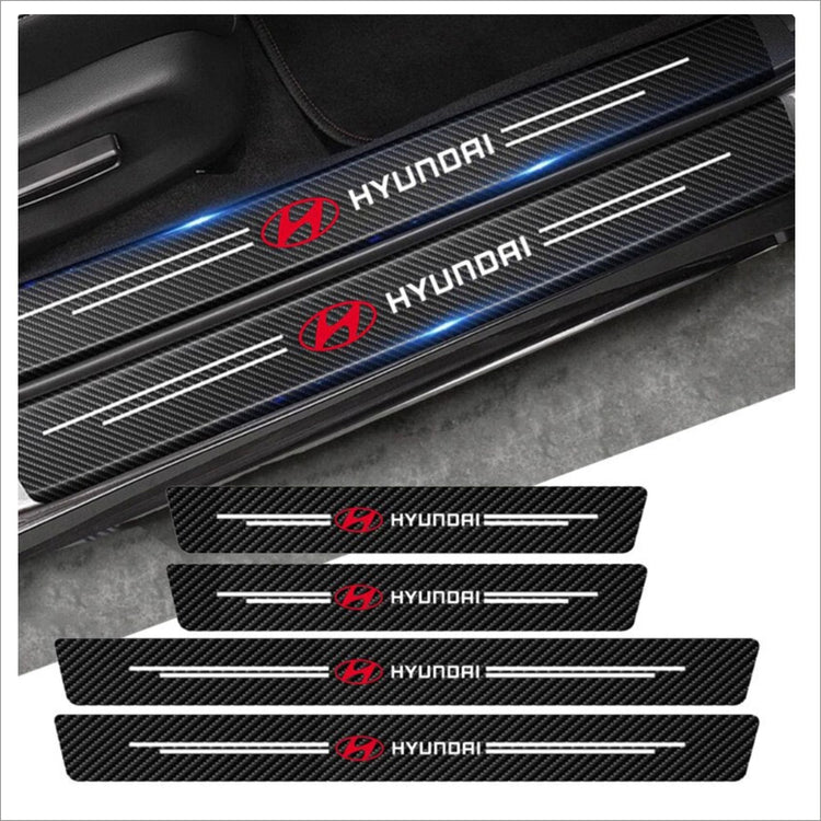 Premium Carbon Fiber Car Door Sill Protector with Logo - SILL_GUARD_HYUNDAI_PO8