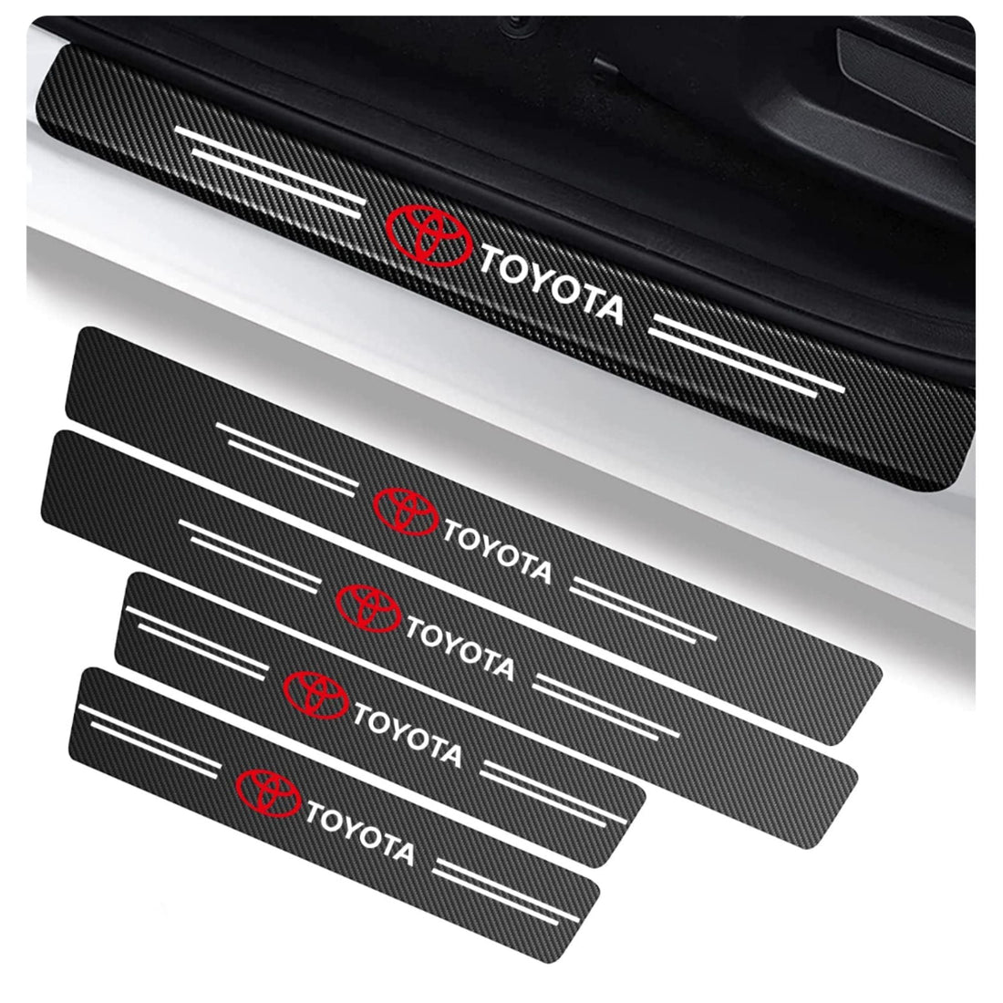 Premium Carbon Fiber Car Door Sill Protector with Logo - SILL_GUARD_TOYOTA_PO8