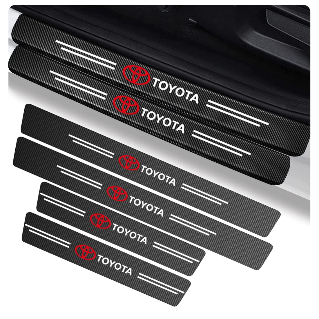 Premium Carbon Fiber Car Door Sill Protector with Logo - SILL_GUARD_TOYOTA_PO8