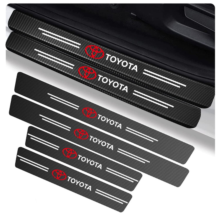 Premium Carbon Fiber Car Door Sill Protector with Logo - SILL_GUARD_TOYOTA_PO8