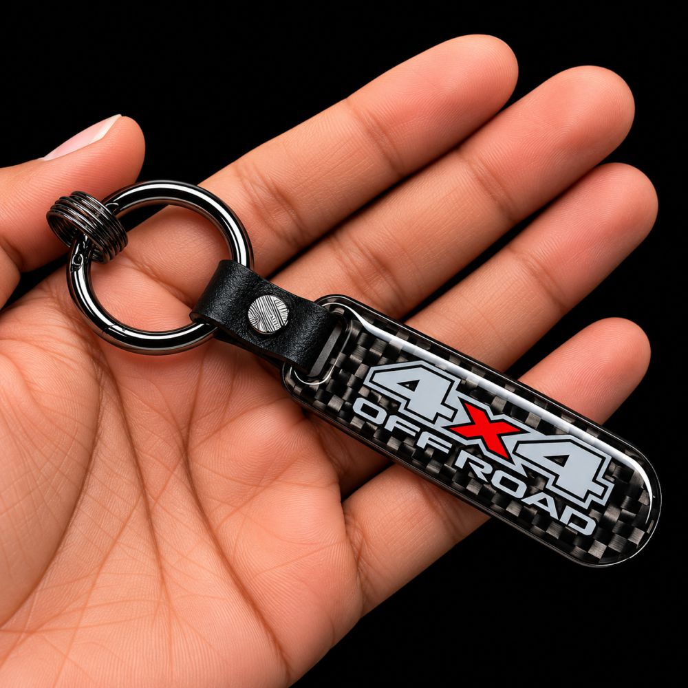 Premium Carbon Fiber Finish Zinc Alloy Metal Keychain -KEYCHAIN_CARBON_4X4_WTE