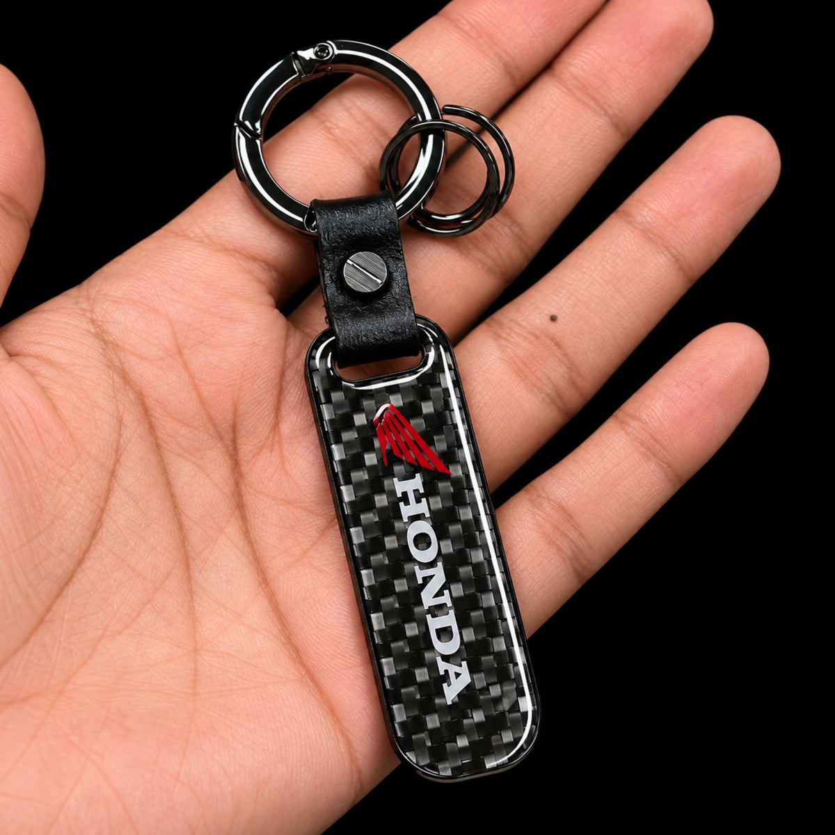 Premium Carbon Fiber Finish Zinc Alloy Metal Keychain -KEYCHAIN_CARBON_HONDA_R