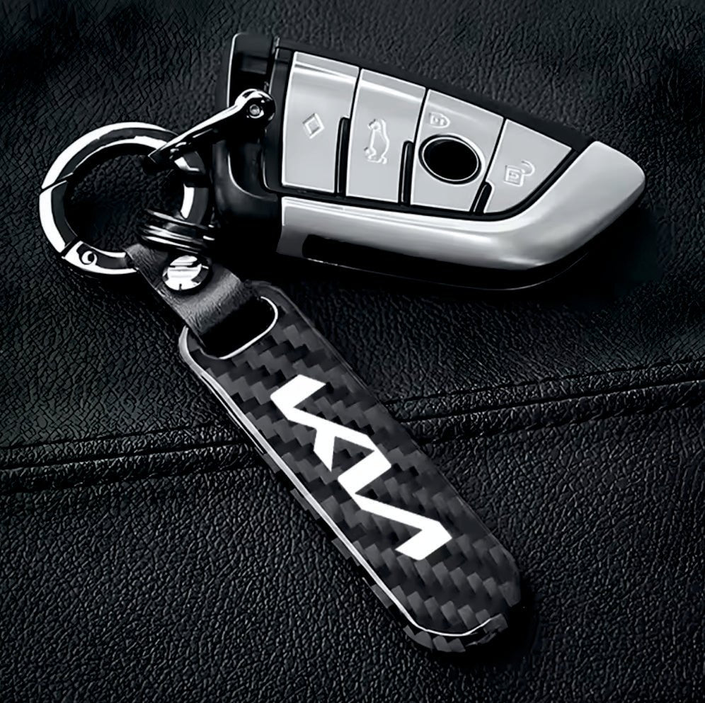 Premium Carbon Fiber Finish Zinc Alloy Metal Keychain - KEYCHAIN_CARBON_KIA
