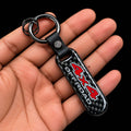 Premium Carbon Fiber Finish Zinc Alloy Metal Keychain -KEYCHAIN_CARBON_4X4_RED