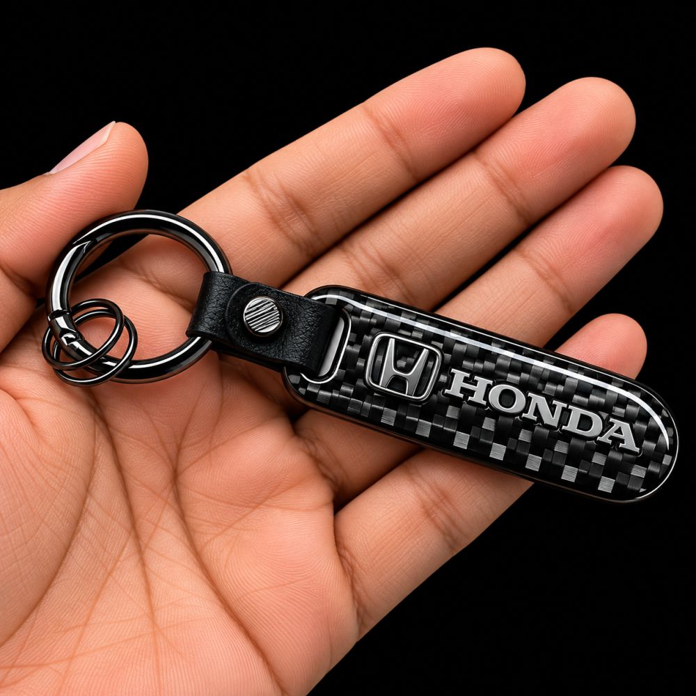 Premium Carbon Fiber Finish Zinc Alloy Metal Keychain -KEYCHAIN_CARBON_HONDA_SLV