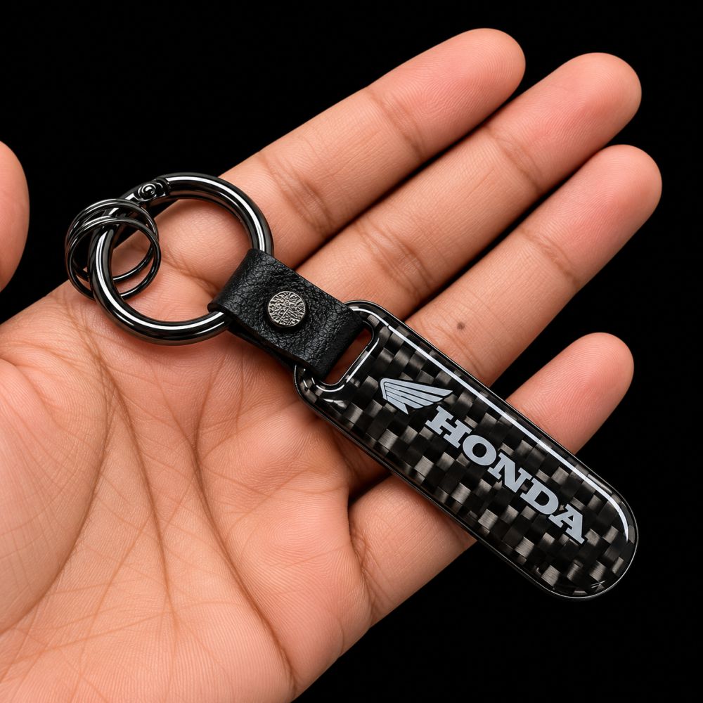 Premium Carbon Fiber Finish Zinc Alloy Metal Keychain -KEYCHAIN_CARBON_HONDA_WTE