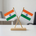 Premium Indian National Flag for Car Dashboard & Office Table - INDIA_FLAG_WOODGOLD