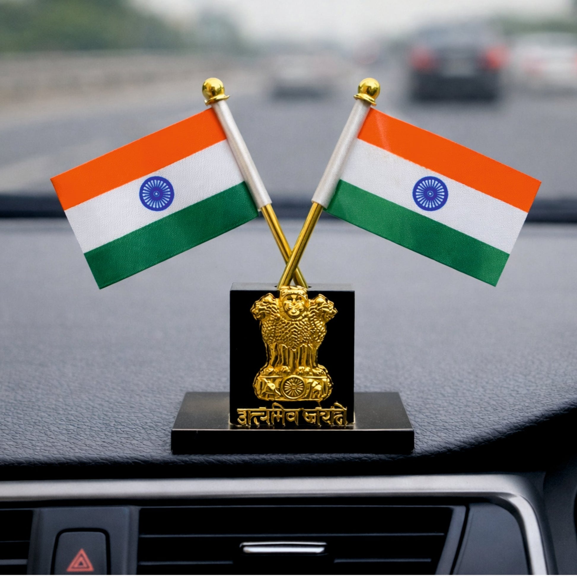 Premium Indian National Flag for Car Dashboard & Office Table - INDIA_FLAG_SMJ_BLK