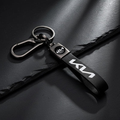 Premium Leather Finish Keychain with Metal Hook | Stylish Car Key Holder - K-CHAIN_LEATHER_KIA
