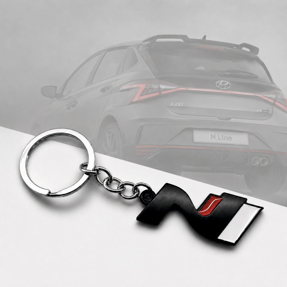 Premium Metal Car Keychain For Cars - N Line (Black) - KYCHAIN_NLINE_BLK