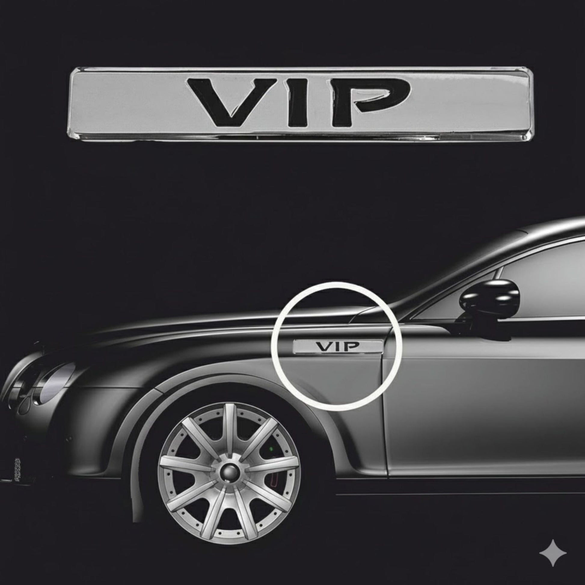 Premium VIP Gold Edition 3D Metal Car Emblem | 9cm x 1.3cm | All Vehicle Exterior Decorative Logo, Self - Adhesive - STICKER_VIP_S