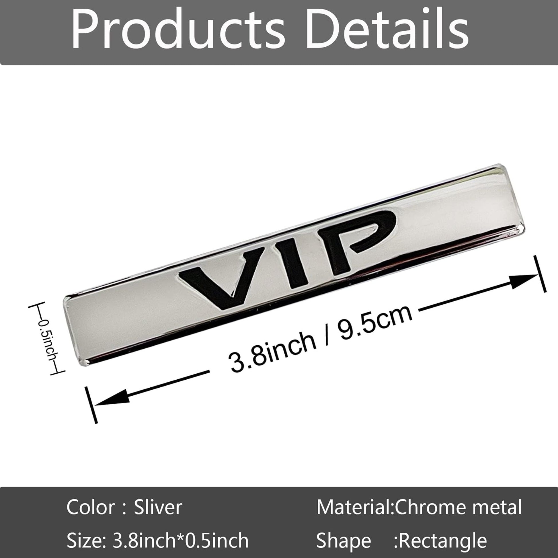 Premium VIP Gold Edition 3D Metal Car Emblem | 9cm x 1.3cm | All Vehicle Exterior Decorative Logo, Self - Adhesive - STICKER_VIP_G