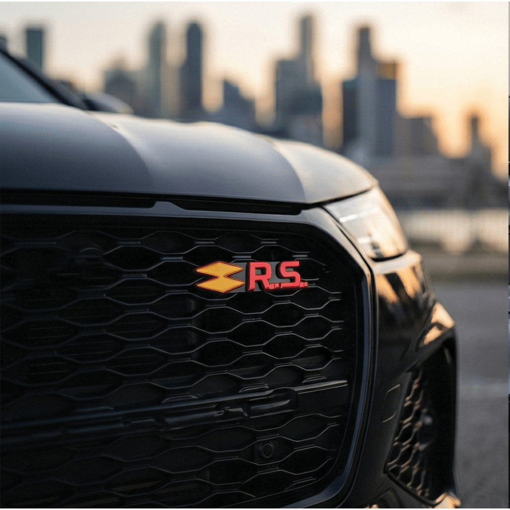 R S 3D Metal Sticker 13cm x 2.5cm - STICKER_R-S_YLL-RED