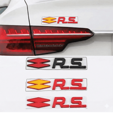 R S 3D Metal Sticker 13cm x 2.5cm - STICKER_R-S_YLL-RED