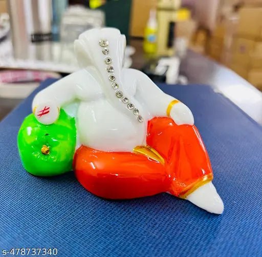 Relaxed Ganpati Idol – Multicolor Decorative Showpiece for Car & Home - RLXGANESH_IDOL