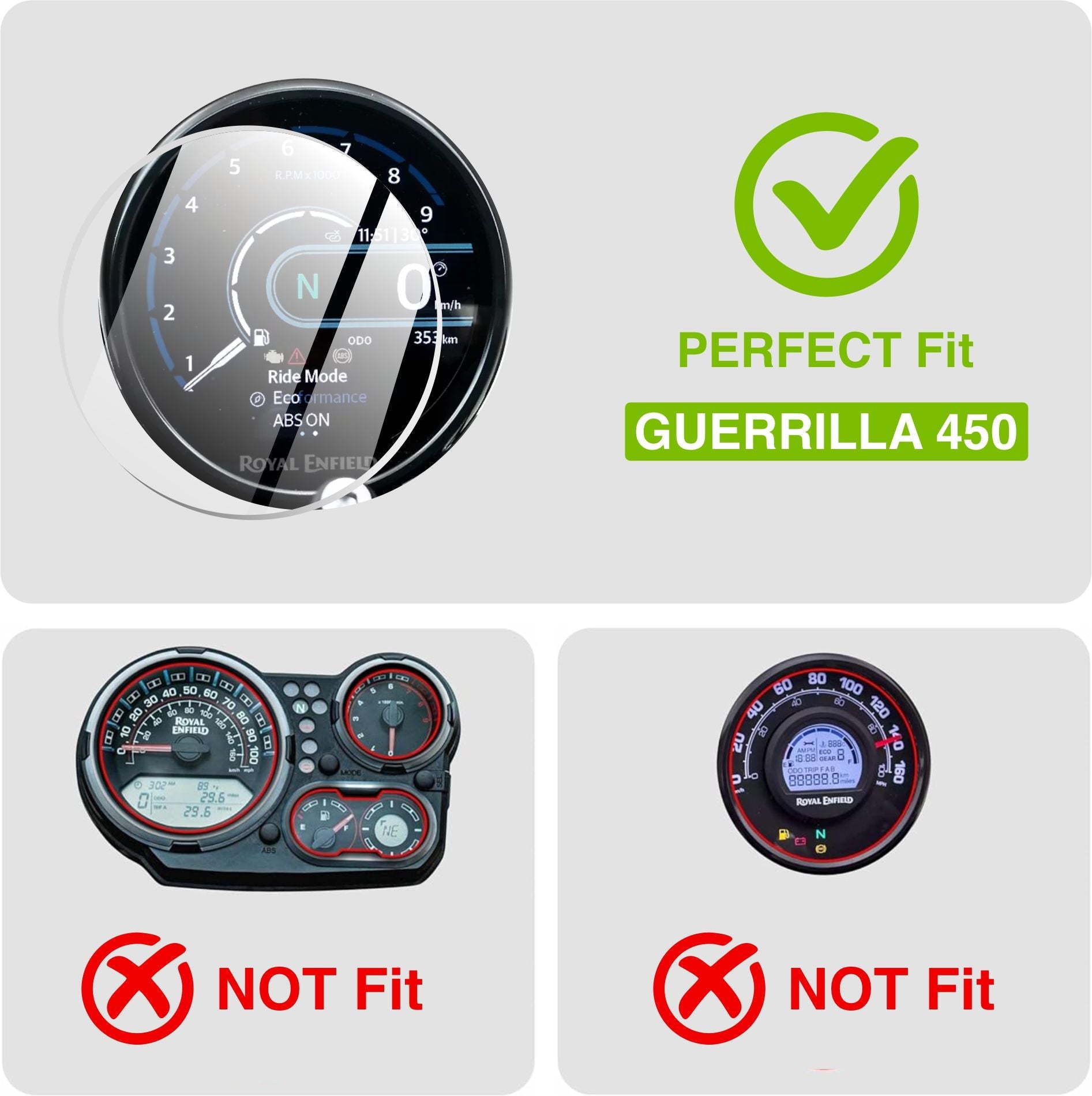 Royal Enfield Guerrilla 450 (2025+) Bike Instrument Cluster Screen Guard - RE_GUERRILLA450_C
