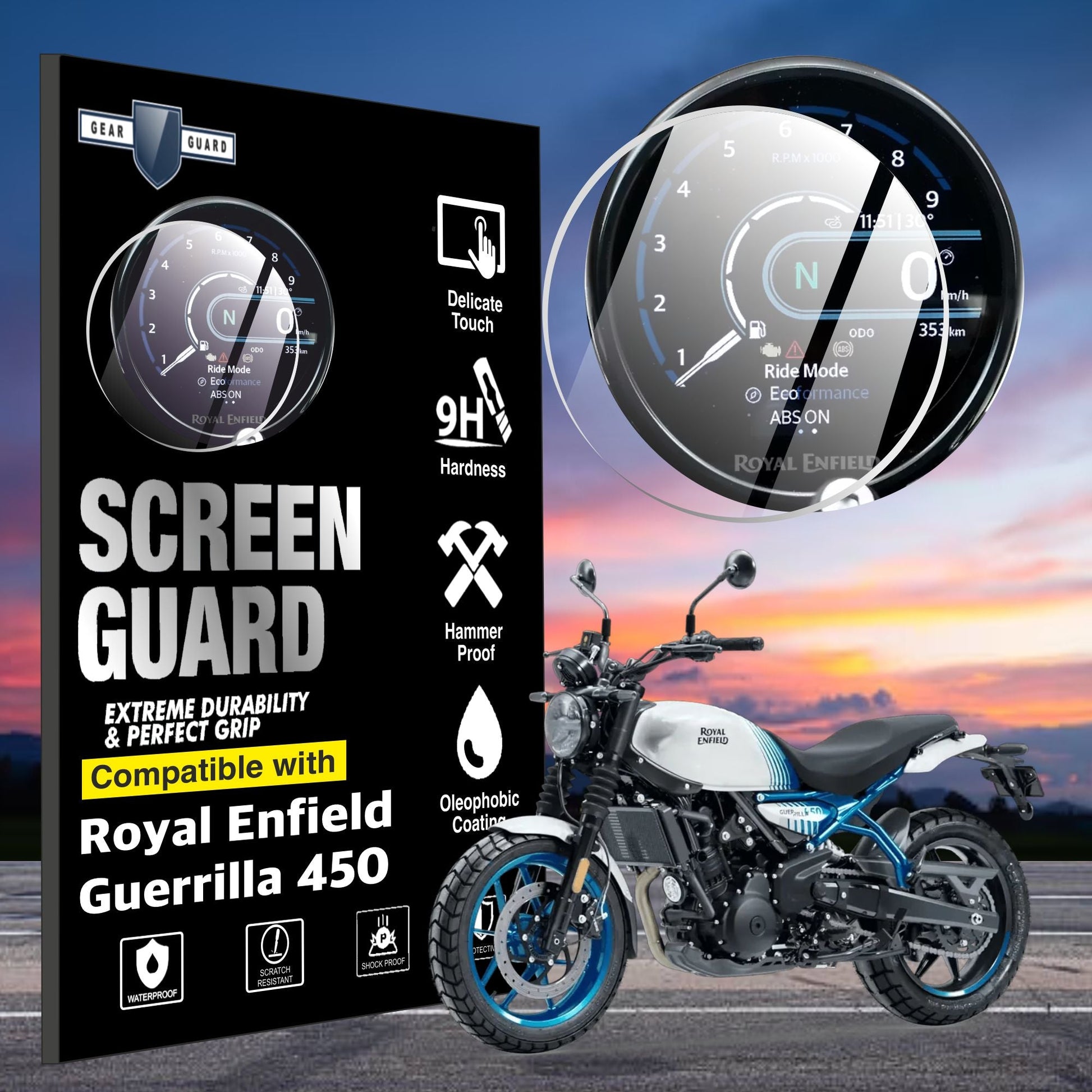 Royal Enfield Guerrilla 450 (2025+) Bike Instrument Cluster Screen Guard - RE_GUERRILLA450_C