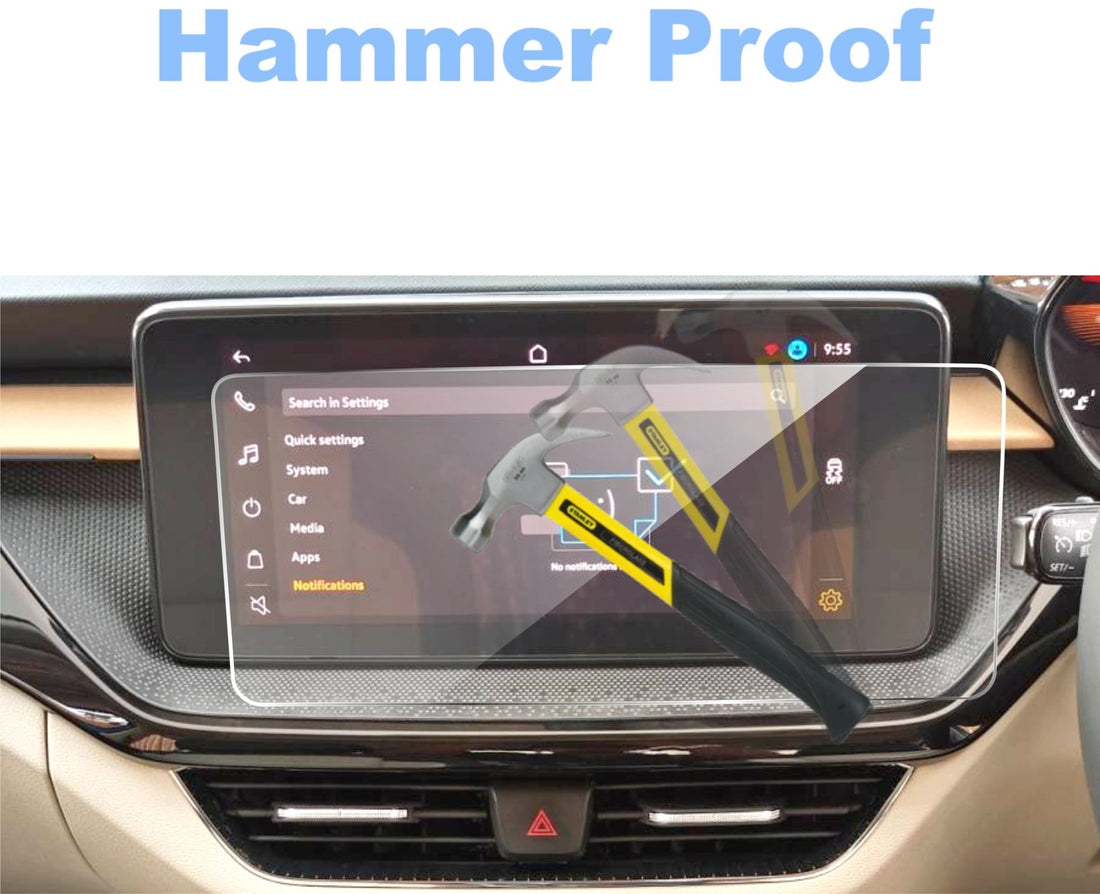 Skoda Kylaq Car Accessories Touch Screen Protector guard tempered glass scratch proof unbreakable ultra thin clear transparent